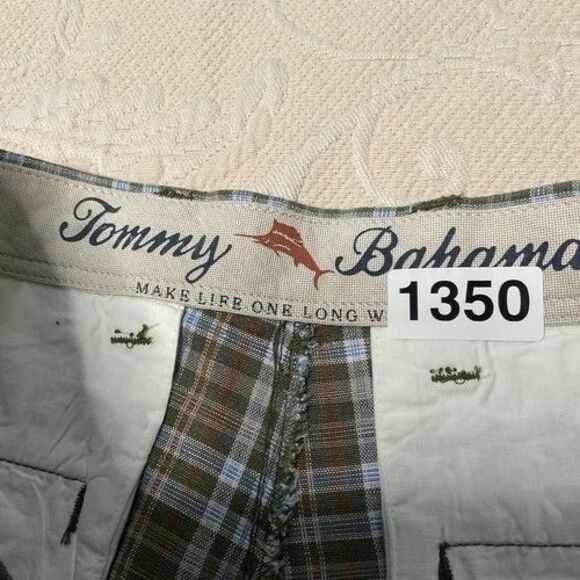 Tommy Bahama Plaid Linen Blend Hawaiian Beach Casual Chino Shorts Men Size 30X9 - Picture 2 of 10